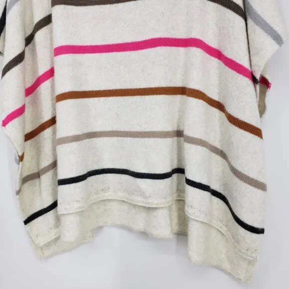 3/$25 LOFT Striped Turtleneck Poncho Sweater XS / S Women's Pullover Cream Pink - Picture 5 of 7
